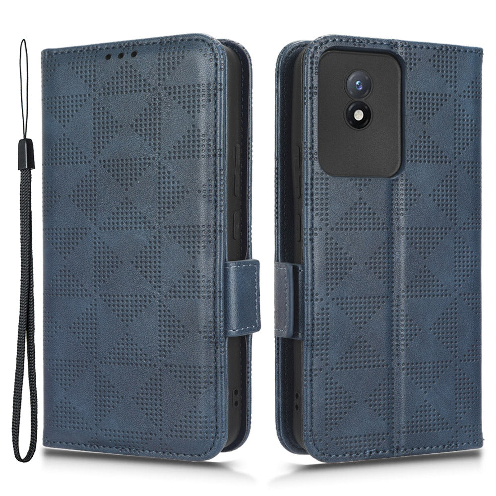 For vivo Y02 4G Protector Case PU Leather Imprinted Triangle Pattern Stand Phone Cover Wallet For vivo Y02 4G Protector Case PU Leather Imprinted Triangle Pattern Stand Phone Cover Wallet